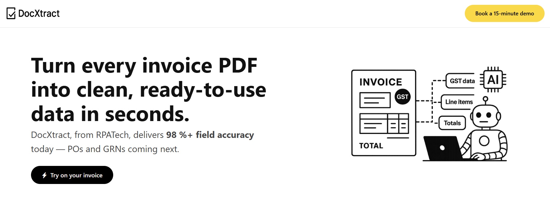 DocXtract by RPATech - AI invoice extraction platform